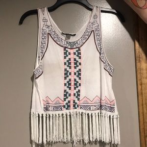 Urban Outfitters embroidered fringed tank top